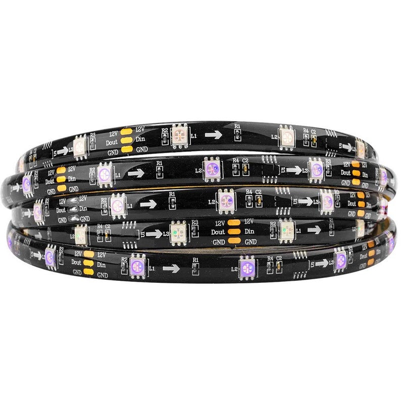 BTF-LIGHTING WS2811 IC=RGB+IC Addressable Dream Color LED Strip 16.4FT 30LEDs/m 10Pixels/m IP65 Splash Proof Black PCB Flexible DC12V Chasing Effect for Home Indoor Decor(No Adapter or Controller) - Image 1